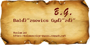 Balázsovics Győző névjegykártya